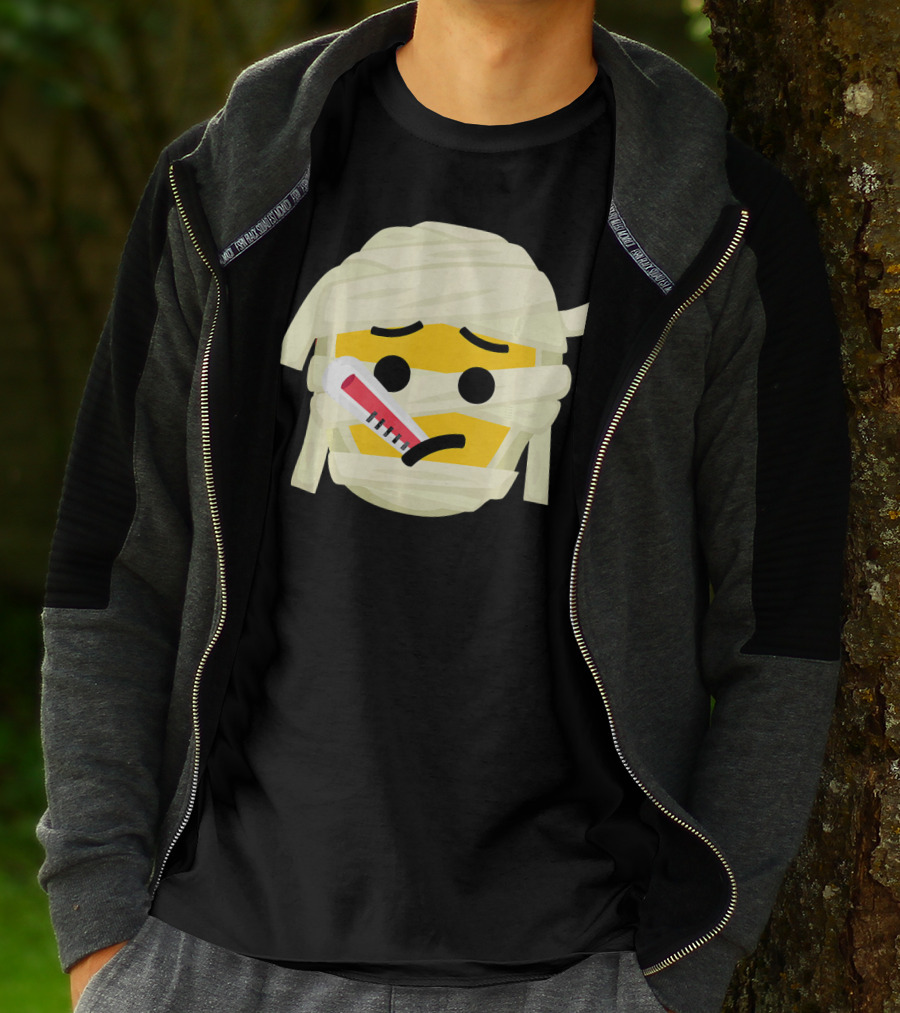 Mummy Emoji Feeling Sick With Thermometer Fever Face T-Shirt