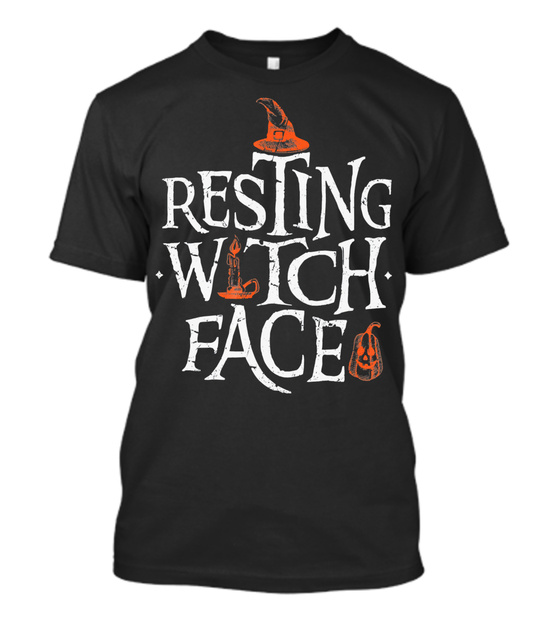 Resting Witch Face Pumpkin Candle Hat T-Shirt