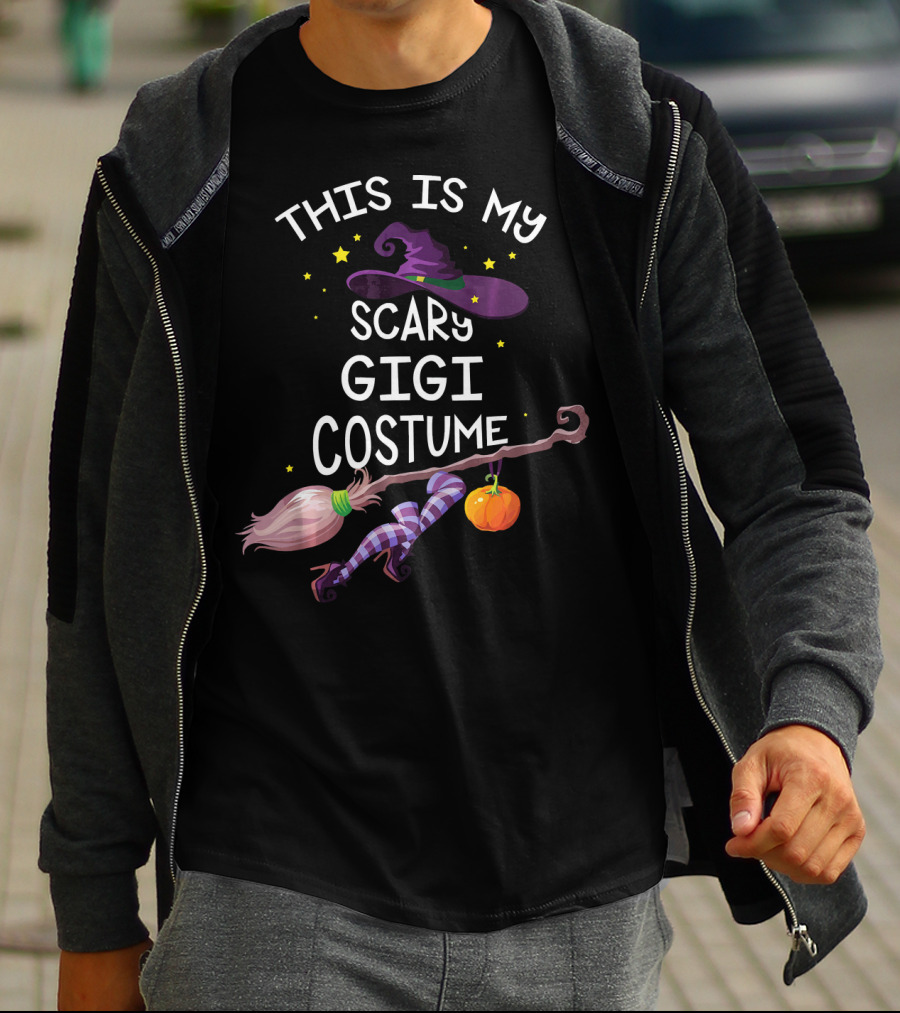 This Is My Scary Gigi Costume Gigi Witch Hat Broom Pumpkin T-Shirt