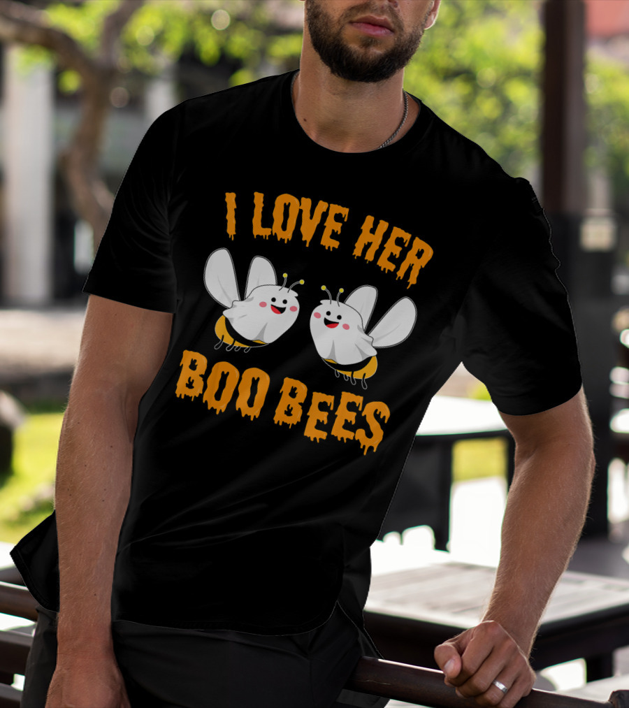 I Love Her Boo Bees Cute Ghost Bees T-Shirt