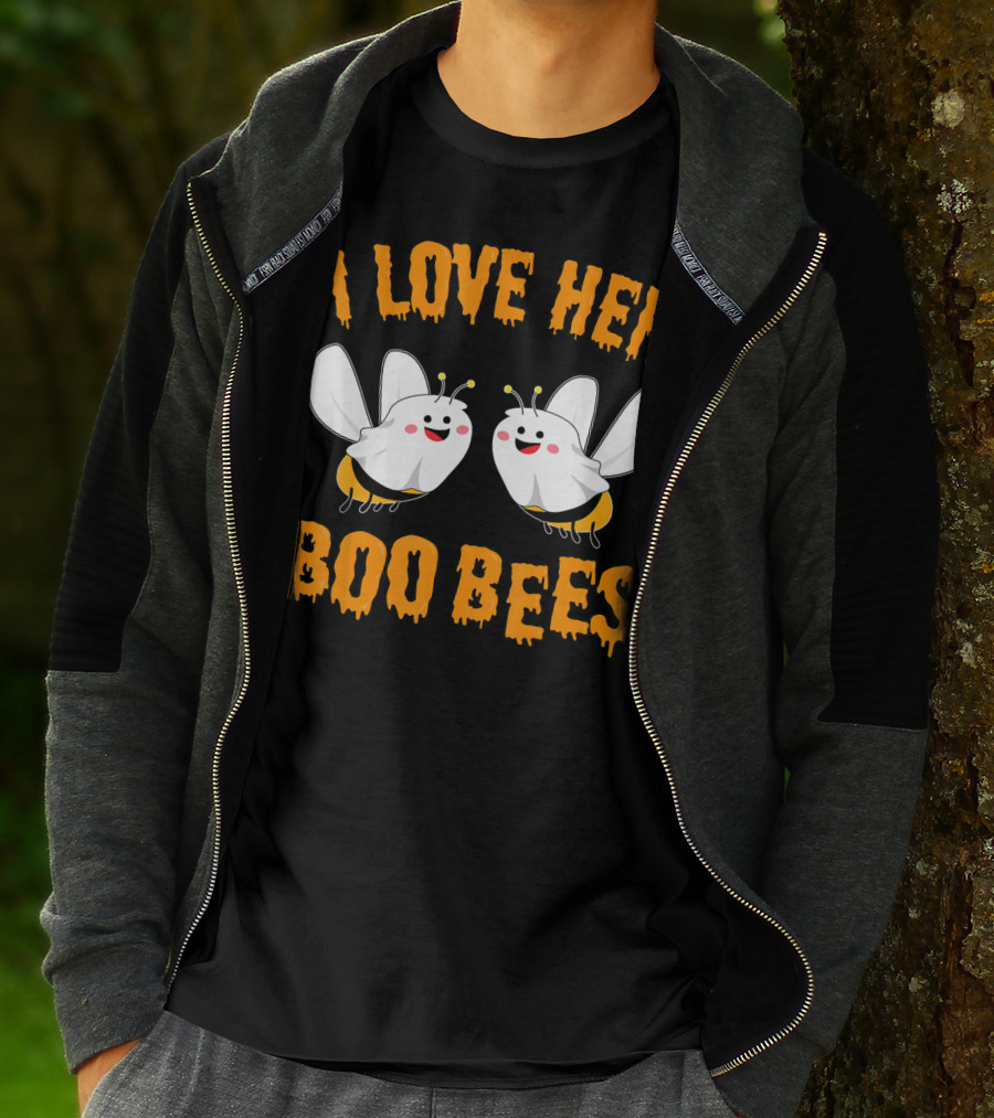 I Love Her Boo Bees Cute Ghost Bees T-Shirt