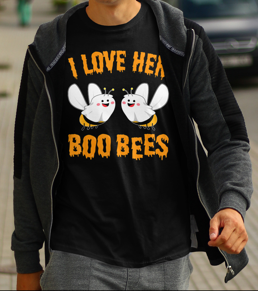 I Love Her Boo Bees Cute Ghost Bees T-Shirt