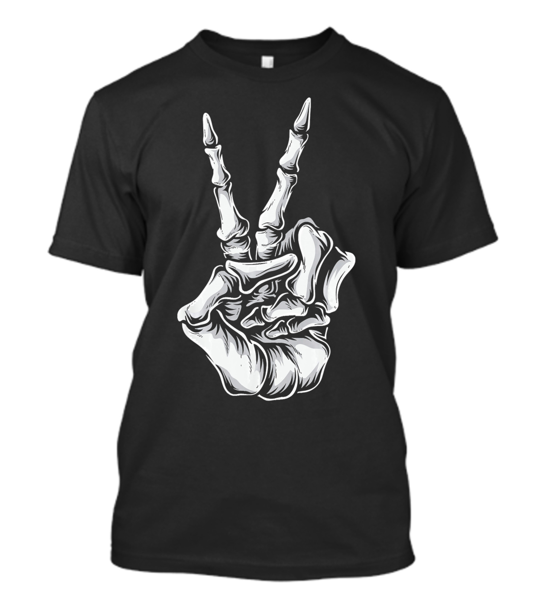 Skeleton Hand Peace Sign Halloween Night T-Shirt