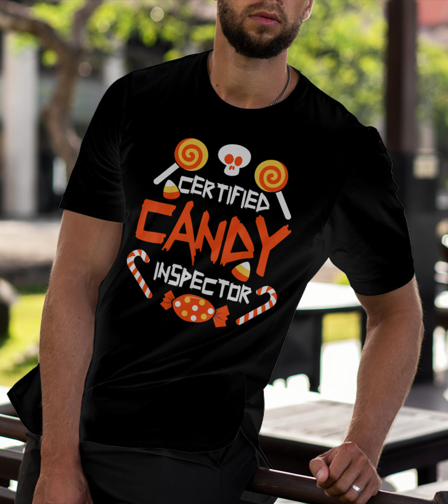 Certified Candy Inspector Halloween Sweets And Skull T-Shirt