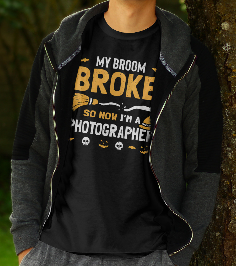 My Broom Broke So Now I'm A Photographer Halloween Costume T-Shirt