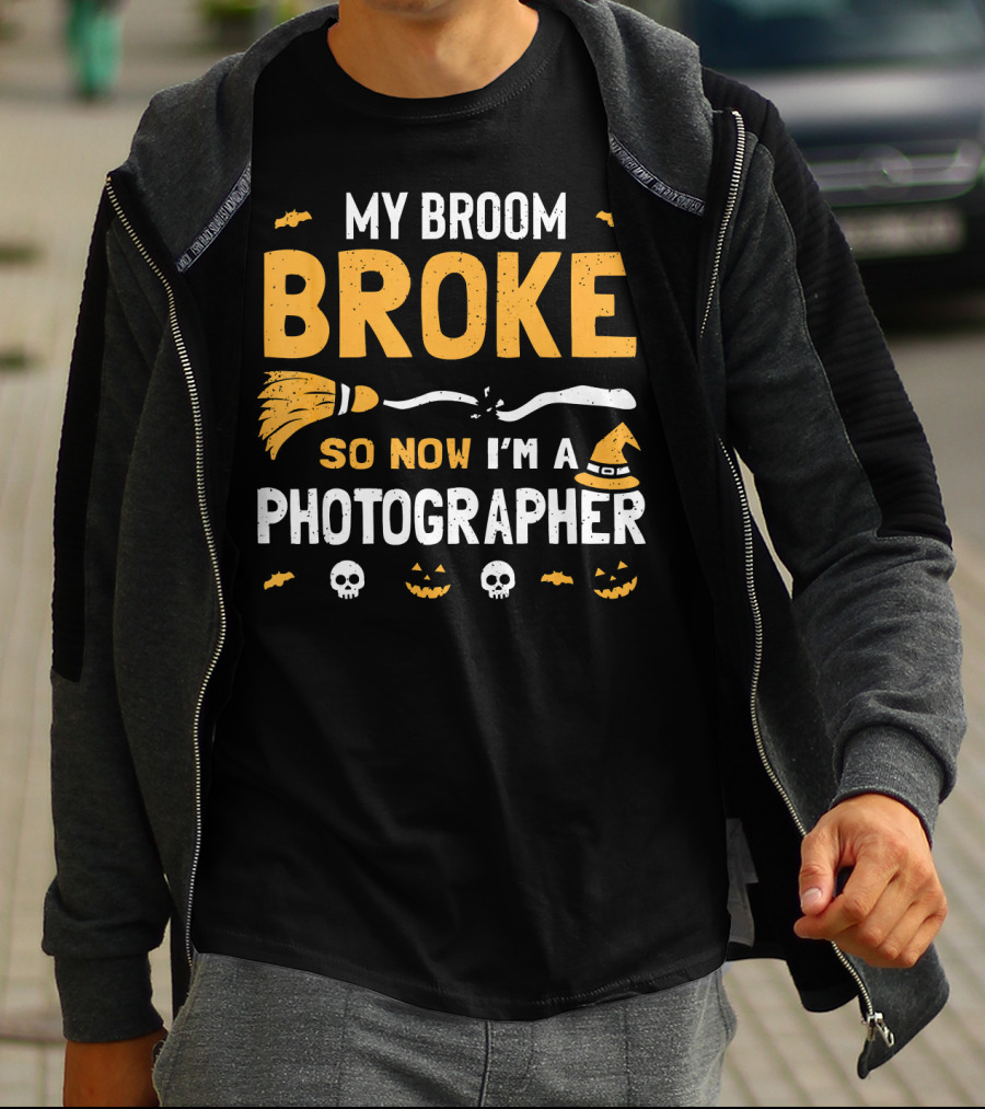 My Broom Broke So Now I'm A Photographer Halloween Costume T-Shirt