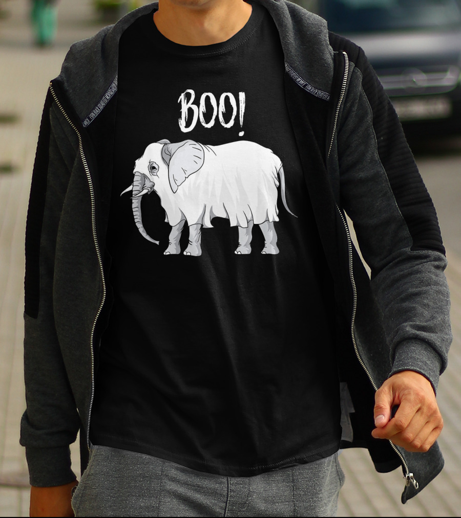 BOO Funny Ghost Grey Elephant Costume T-Shirt