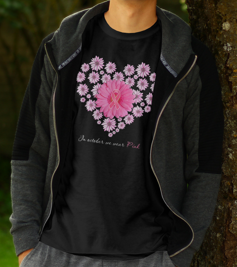 In October We Wear Pink Daisy Heart T-Shirt
