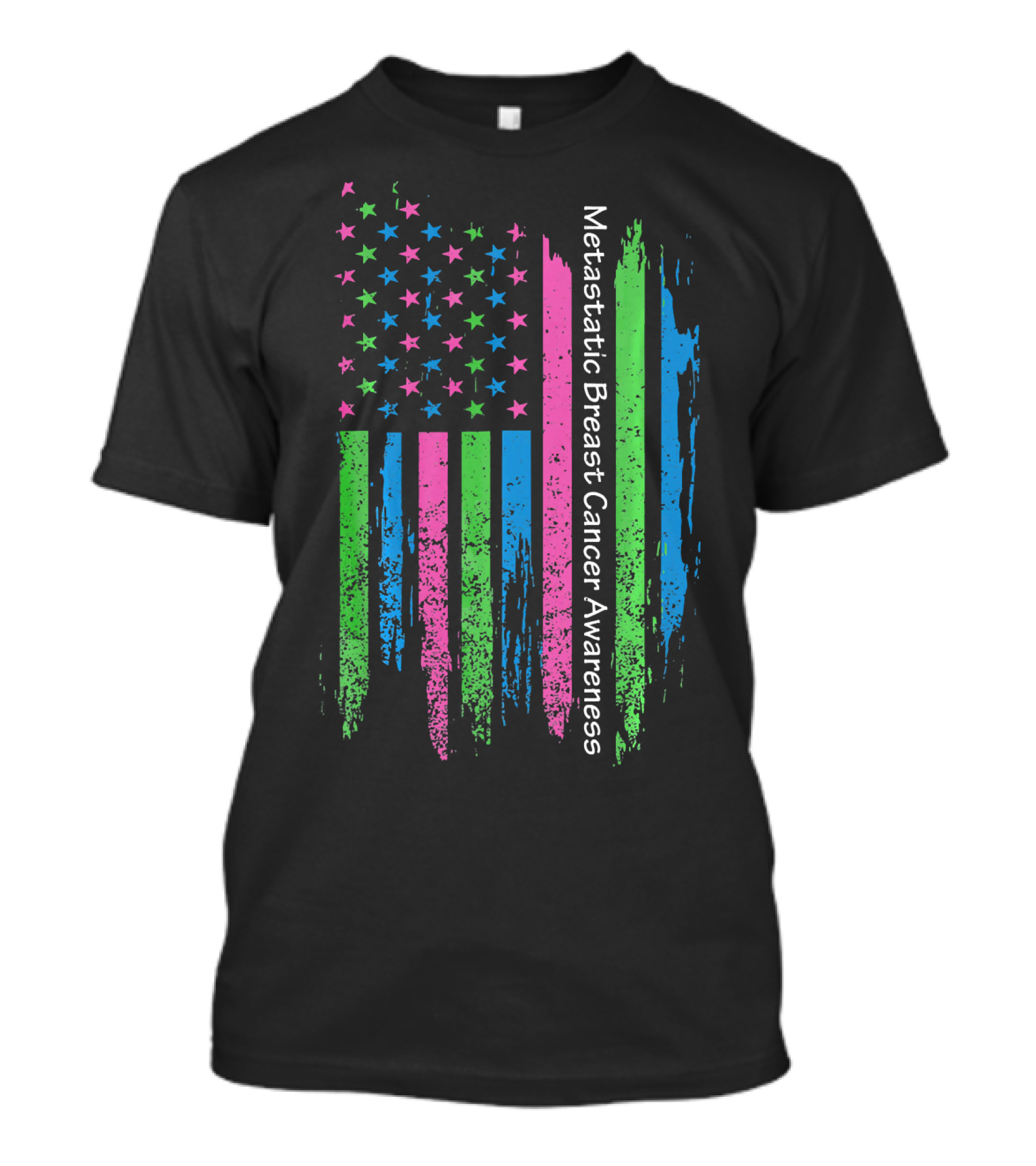 Vintage USA Flag Ribbon Metastatic Breast Cancer Awareness T-Shirt