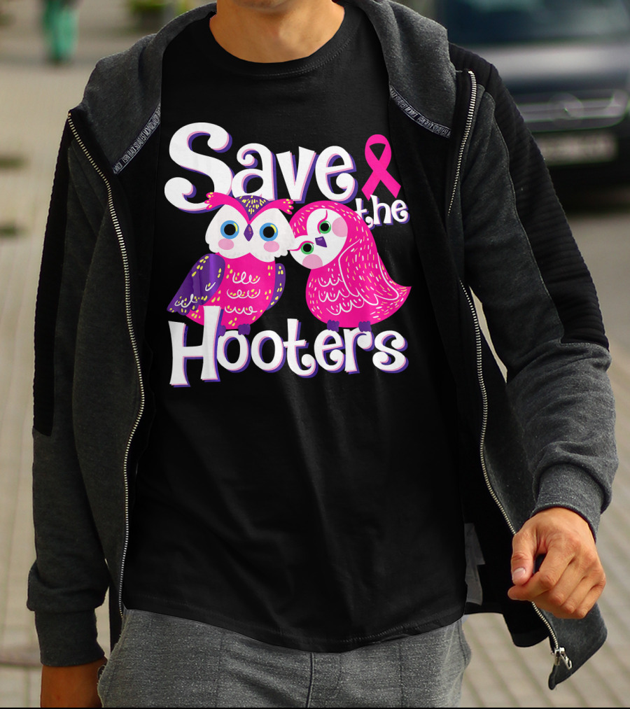 Save The Hooters Breast Cancer Awareness Owls And Pink T-Shirt