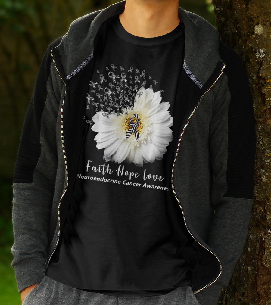 Faith Hope Love Neuroendocrine Cancer Awareness Daisy T-Shirt