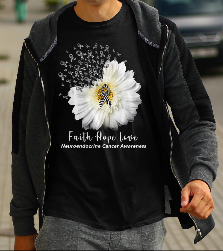 Faith Hope Love Neuroendocrine Cancer Awareness Daisy T-Shirt
