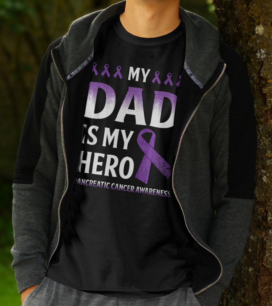 My Dad Is My Hero Pancreatic Cancer Awareness Purple T-Shirt