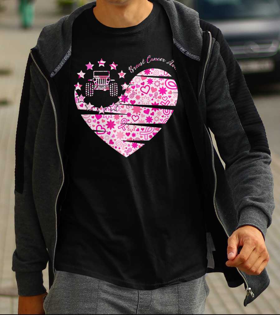 Breast Cancer Awareness Jeep Heart T-Shirt