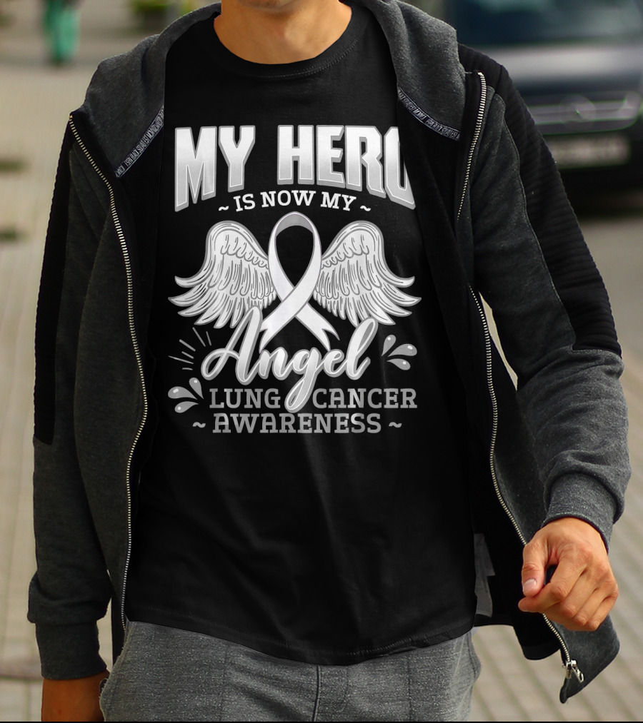 My Hero Is Now My Angel Lung Cancer Awareness T-Shirt
