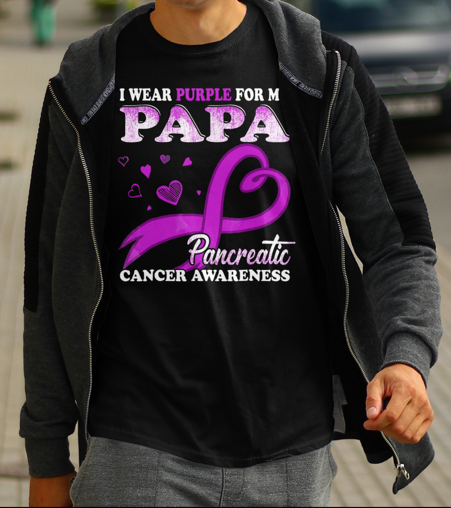 I Wear Purple For My Papa Pancreatic Cancer Awareness T-Shirt