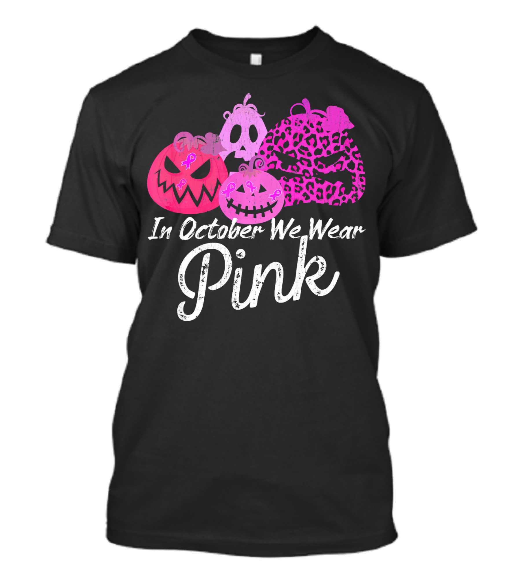 In October We Wear Pink Pumpkin Breast Cancer Awareness T-Shirt