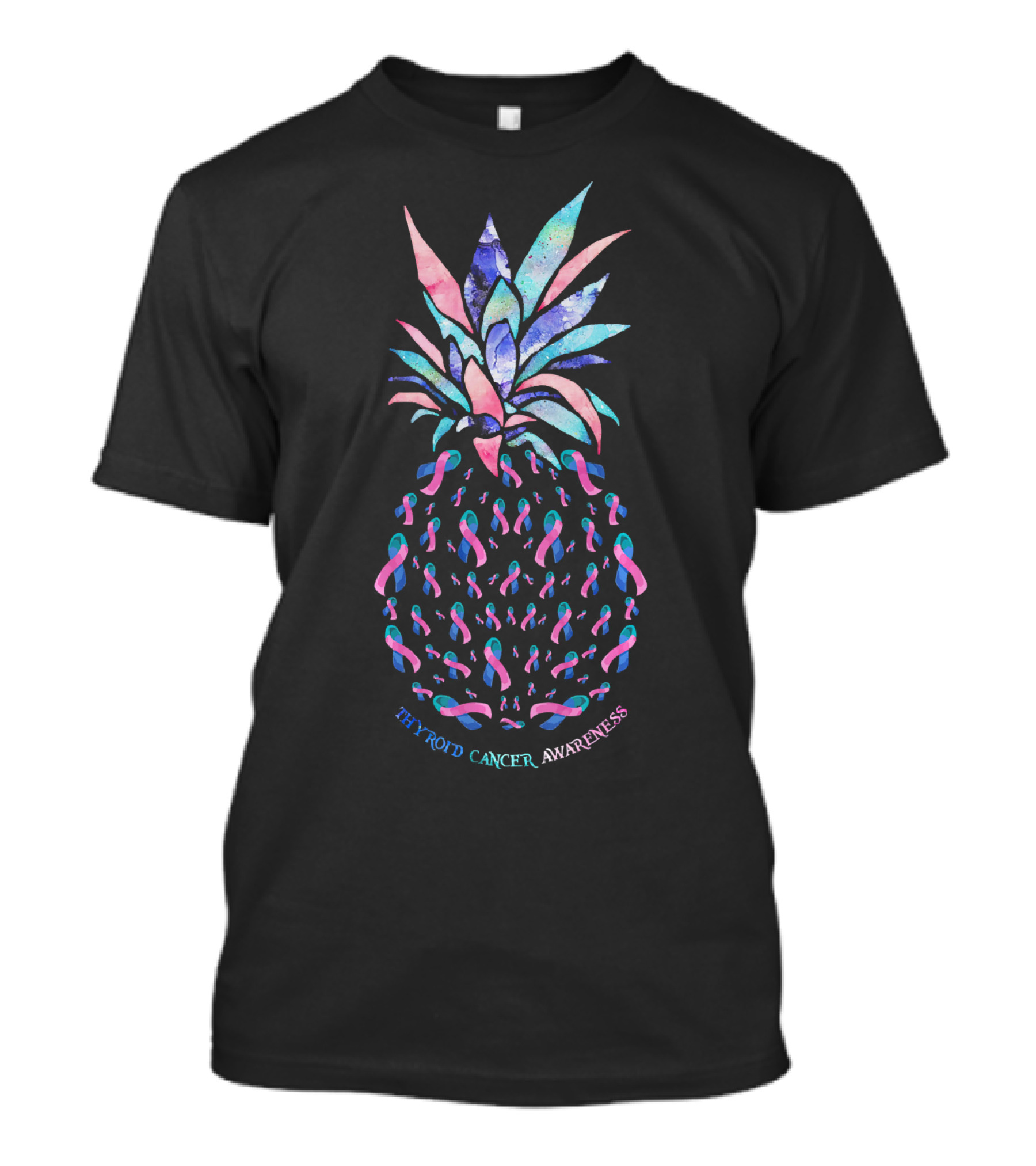 Thyroid Cancer Awareness Pineapple With Ribbons T-Shirt