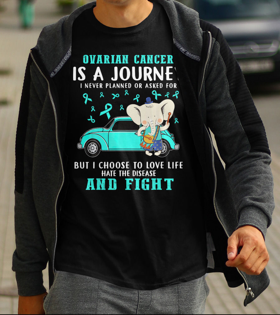 Ovarian Cancer Is A Journey I Never Planned Or Asked For But I Choose To Love Life Hate The Disease And Fight T-Shirt