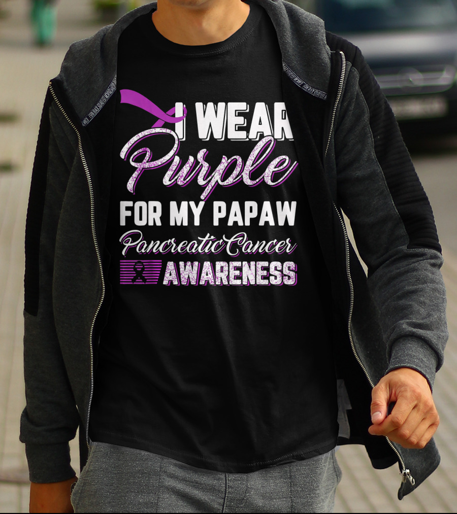 I Wear Purple For My Papaw Pancreatic Cancer Awareness T-Shirt