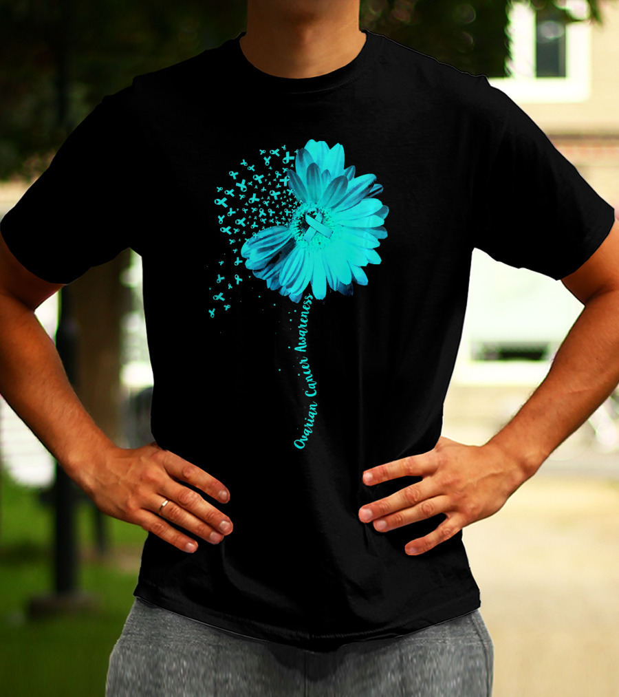 Ovarian Cancer Awareness Sunflower Ribbon Blossoms T-Shirt