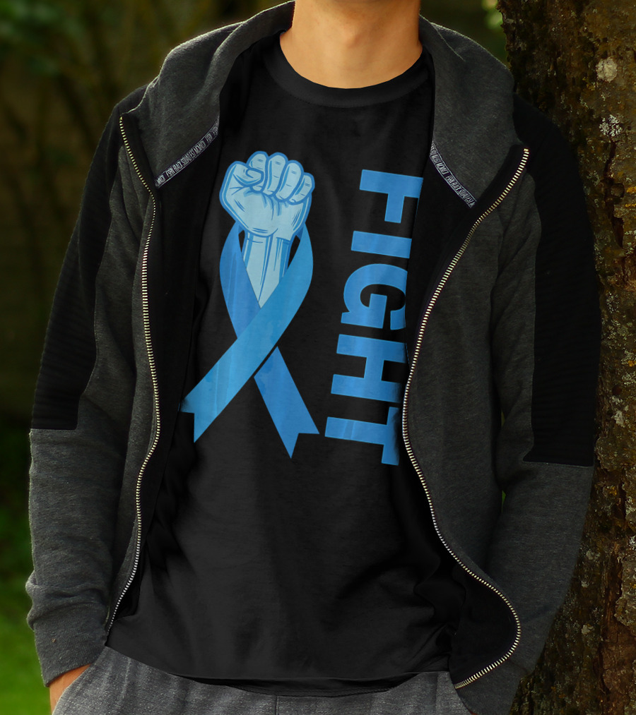 Fight Support Colon Cancer Awareness Rib Symbol Fist T-Shirt