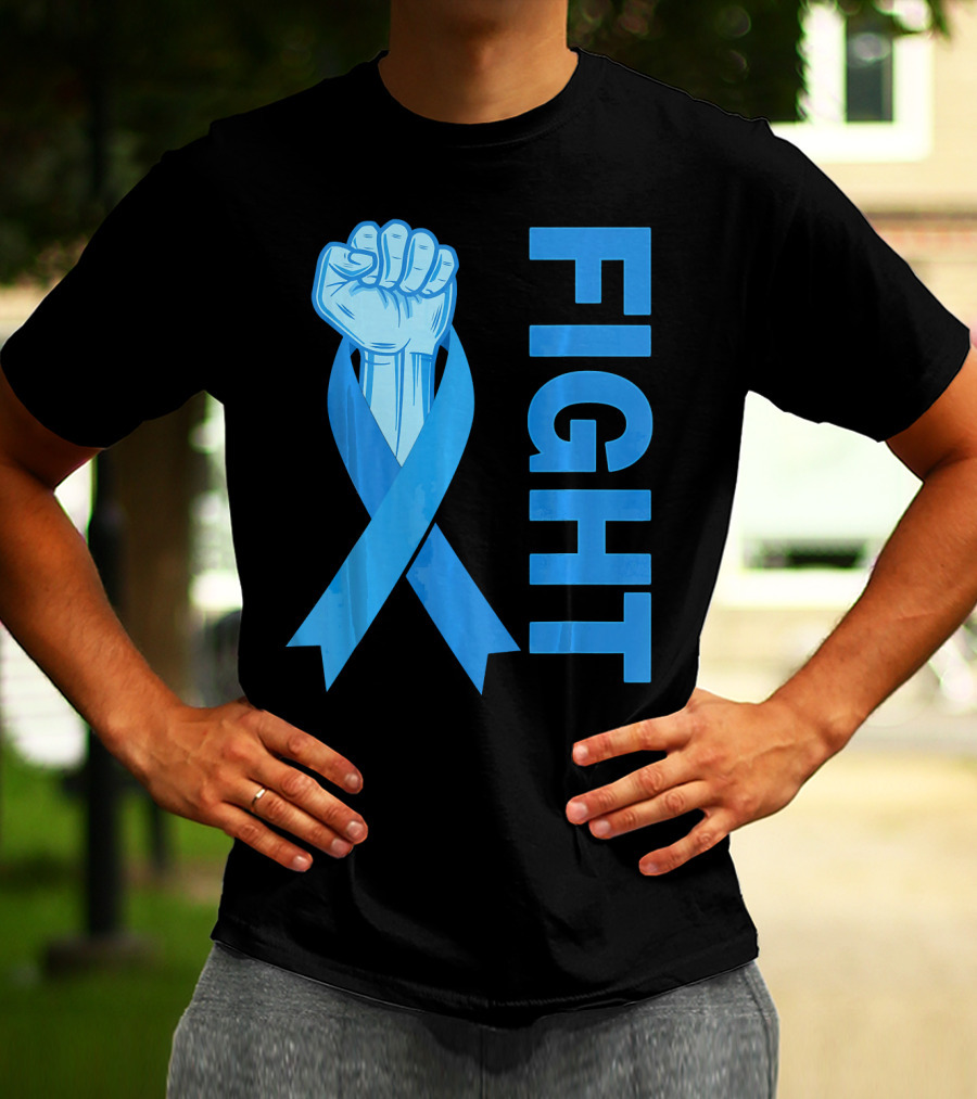 Fight Support Colon Cancer Awareness Rib Symbol Fist T-Shirt