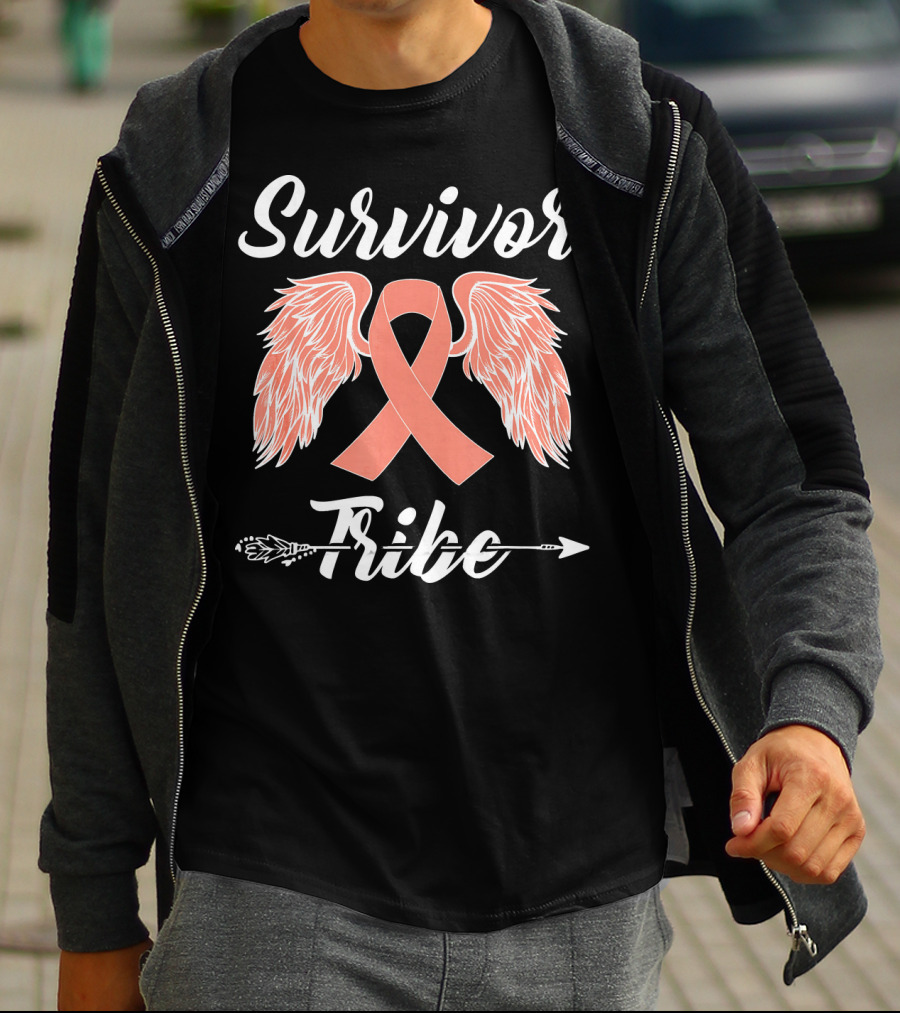 Survivor Tribe Ribbon Wings Arrow T-Shirt