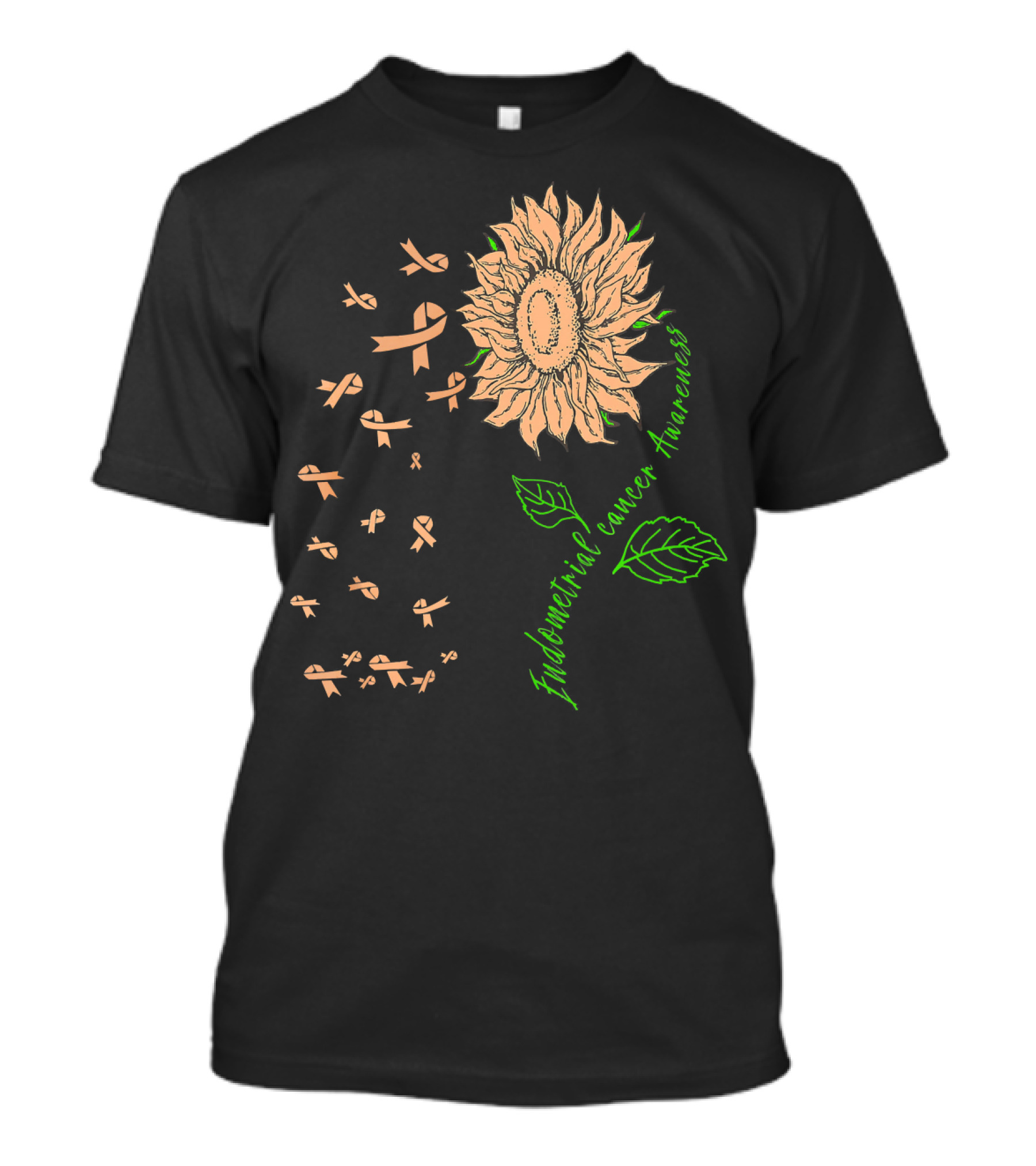 Sunflower Endometrial Cancer Awareness Ribbon Blossoms T-Shirt