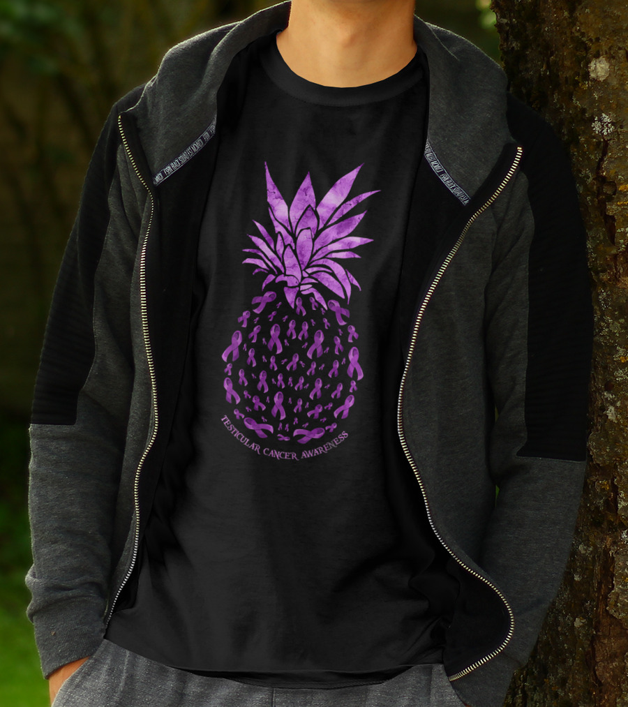Pineapple With Purple Ribbons For Testicular Cancer Awareness T-Shirt