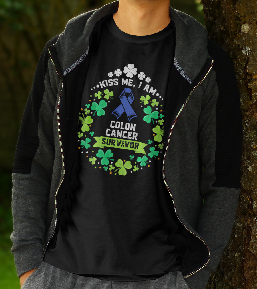 Kiss Me I Am Colon Cancer Survivor St. Patrick's Day Awareness T-Shirt