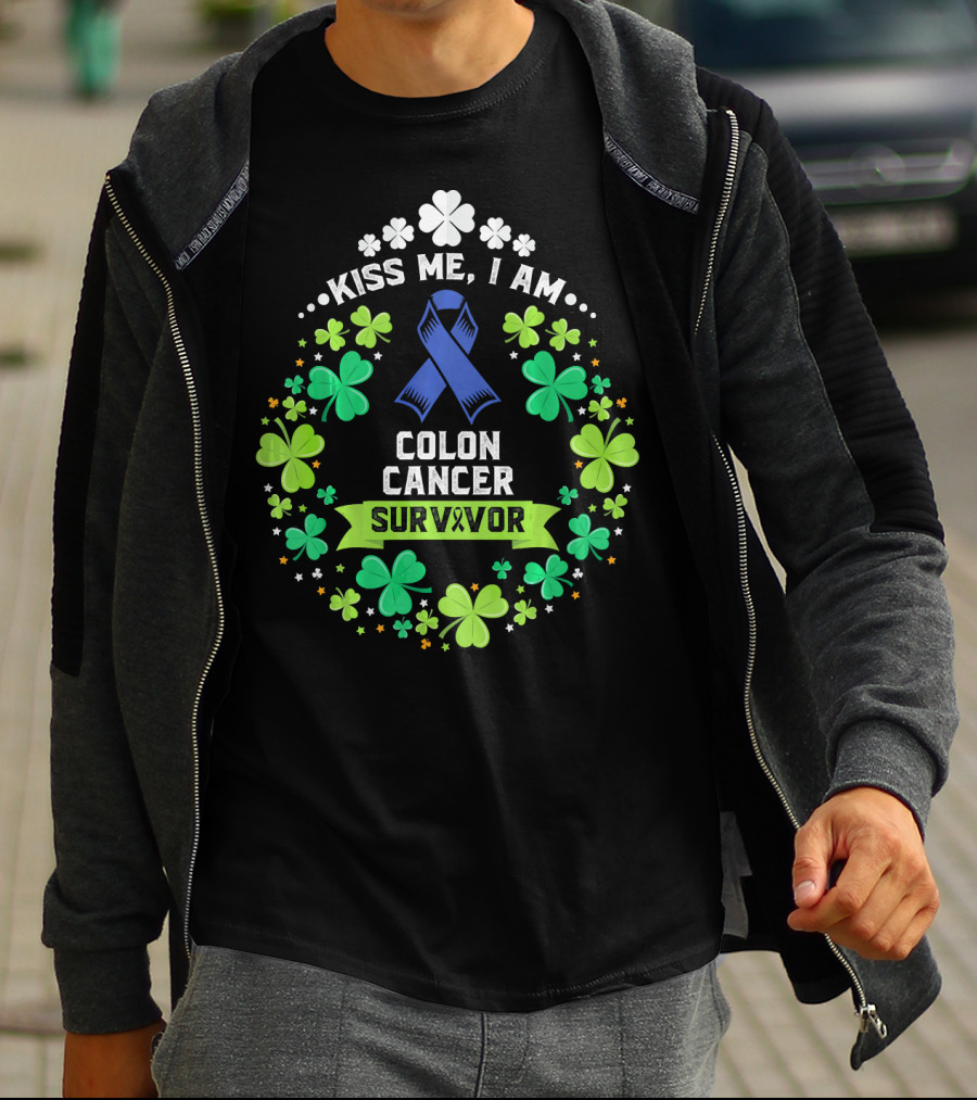 Kiss Me I Am Colon Cancer Survivor St. Patrick's Day Awareness T-Shirt