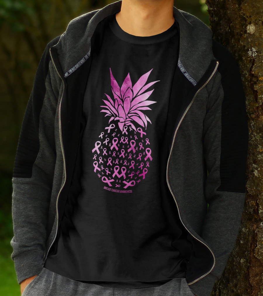 Be A Pineapple Stand Tall Breast Cancer Awareness Pink Ribbons T-Shirt