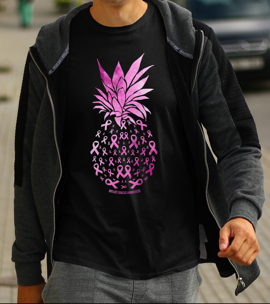 Be A Pineapple Stand Tall Breast Cancer Awareness Pink Ribbons T-Shirt