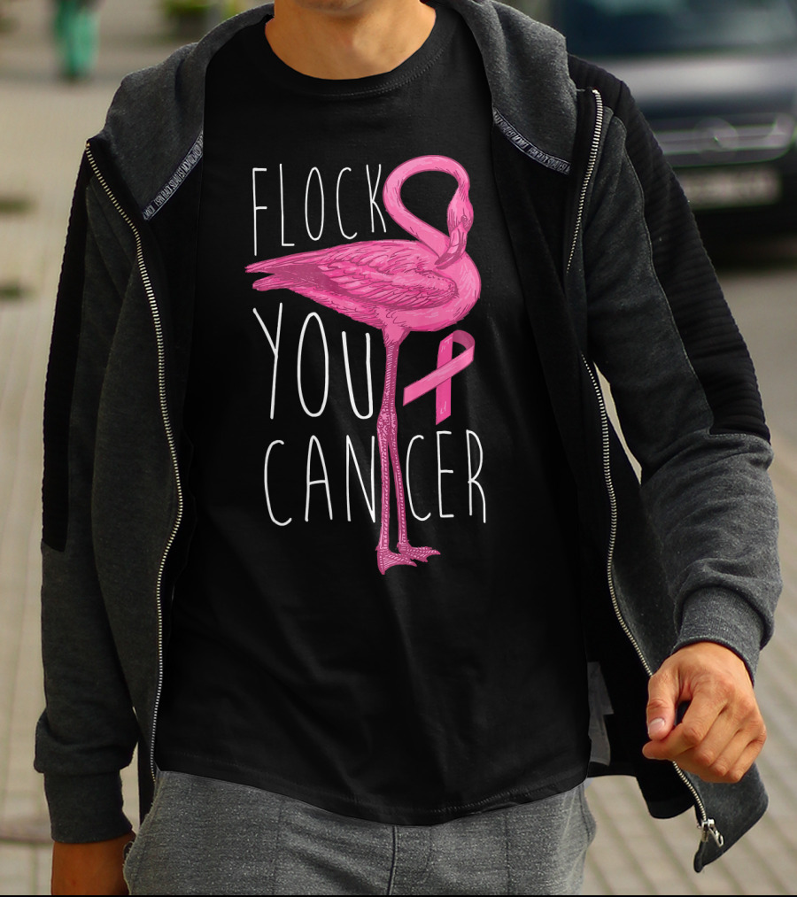 Flock You Cancer Pink Flamingo Breast Cancer Awareness T-Shirt