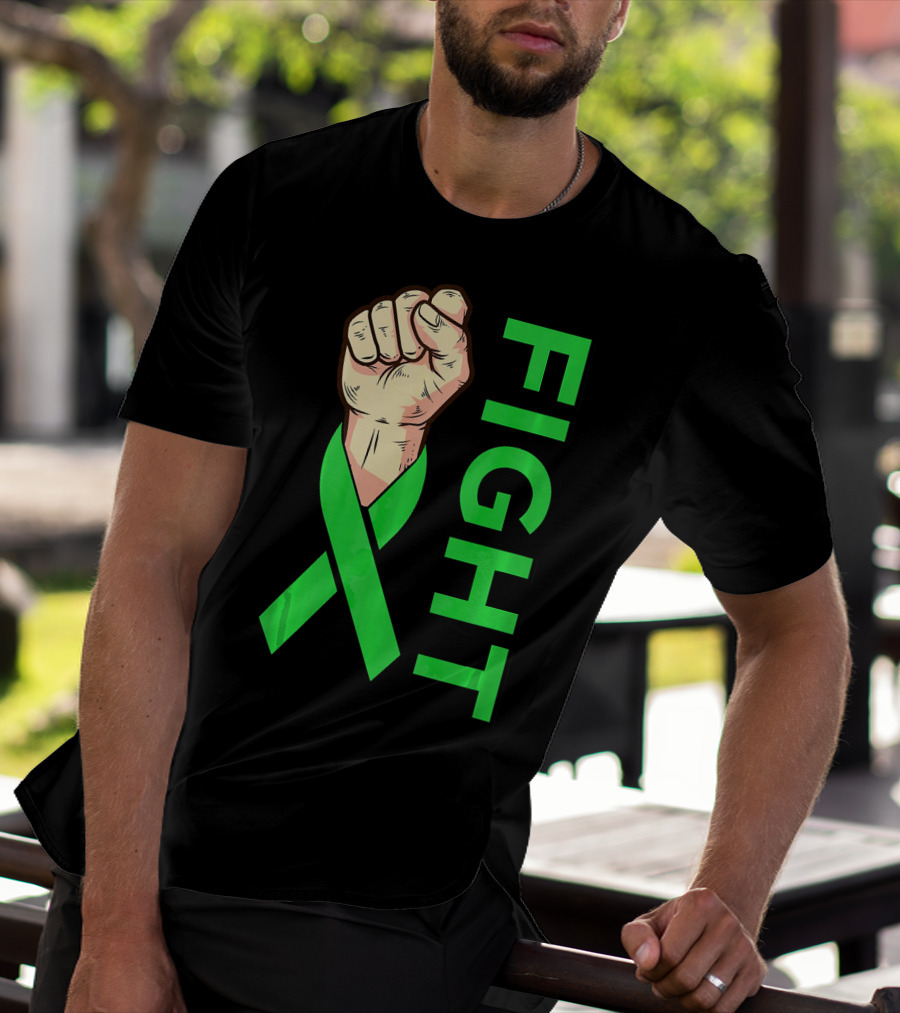 Fist Fight Bile Duct Cancer Green Ribbon Gallbladder T-Shirt