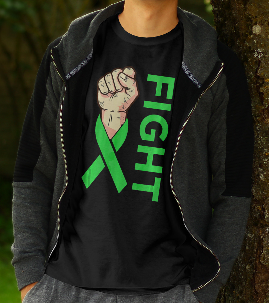 Fist Fight Bile Duct Cancer Green Ribbon Gallbladder T-Shirt