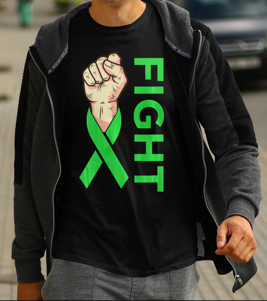 Fist Fight Bile Duct Cancer Green Ribbon Gallbladder T-Shirt