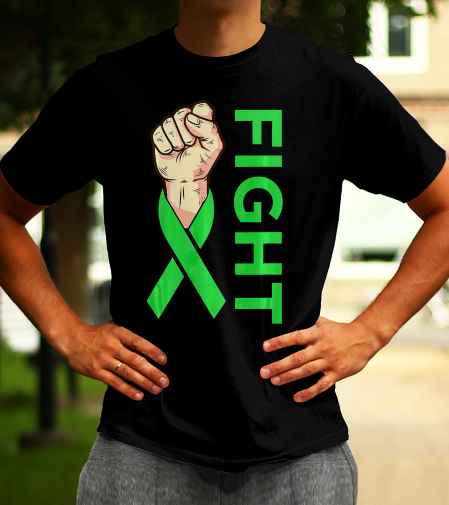 Fist Fight Bile Duct Cancer Green Ribbon Gallbladder T-Shirt