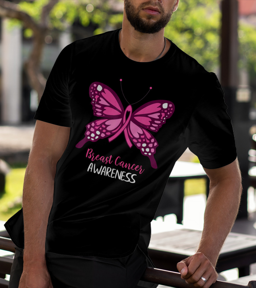 Breast Cancer Awareness Pink Butterfly T-Shirt