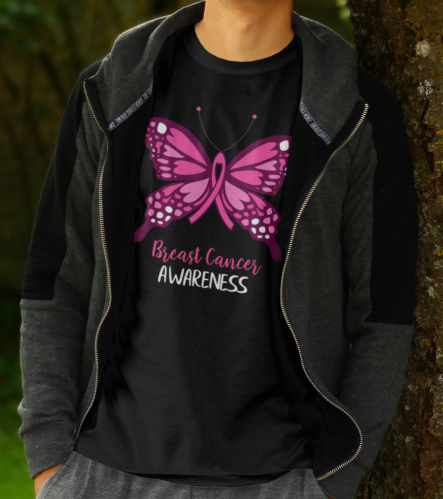 Breast Cancer Awareness Pink Butterfly T-Shirt