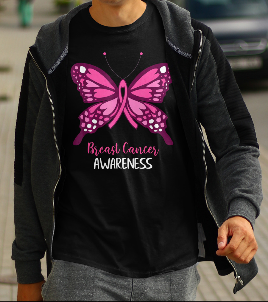 Breast Cancer Awareness Pink Butterfly T-Shirt