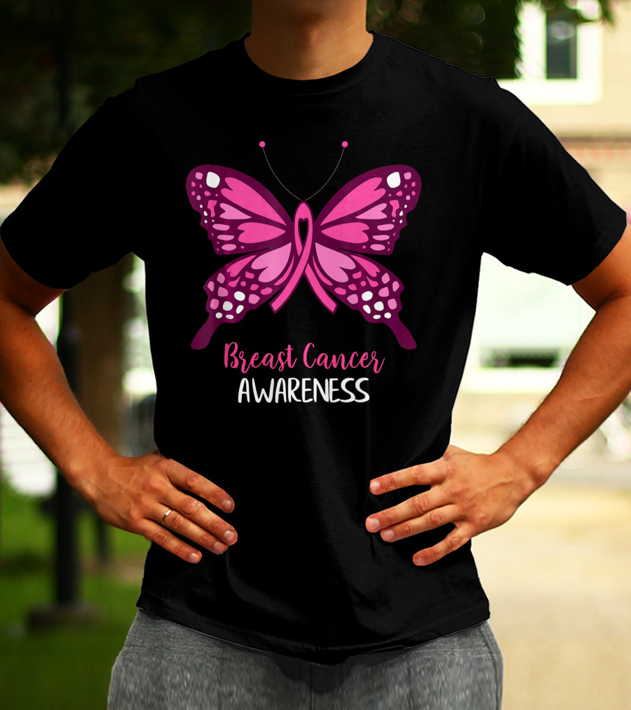 Breast Cancer Awareness Pink Butterfly T-Shirt