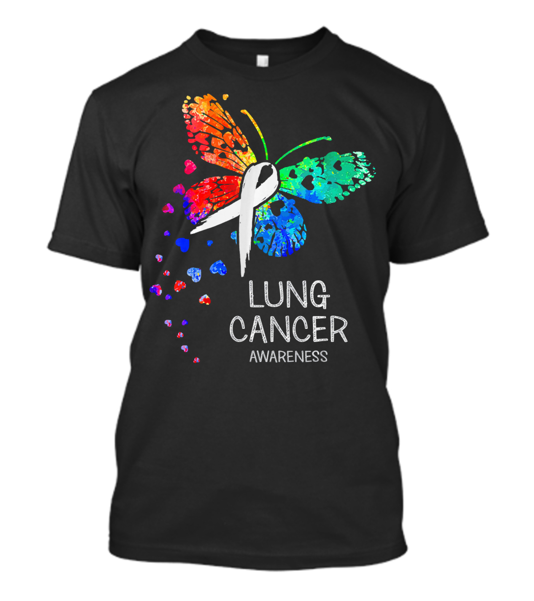 Lung Cancer Awareness Rainbow Butterfly T-Shirt