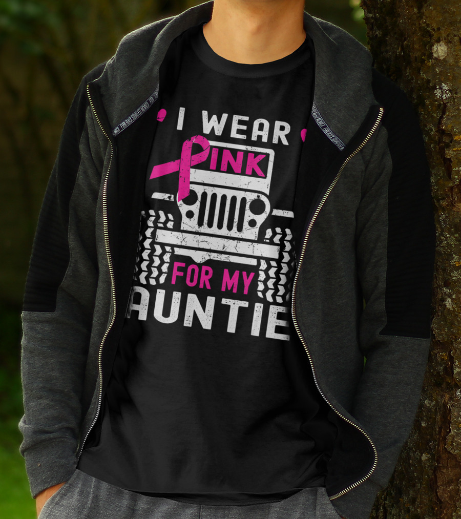 I Wear Pink For My Auntie Jeep Breast Cancer Awareness T-Shirt