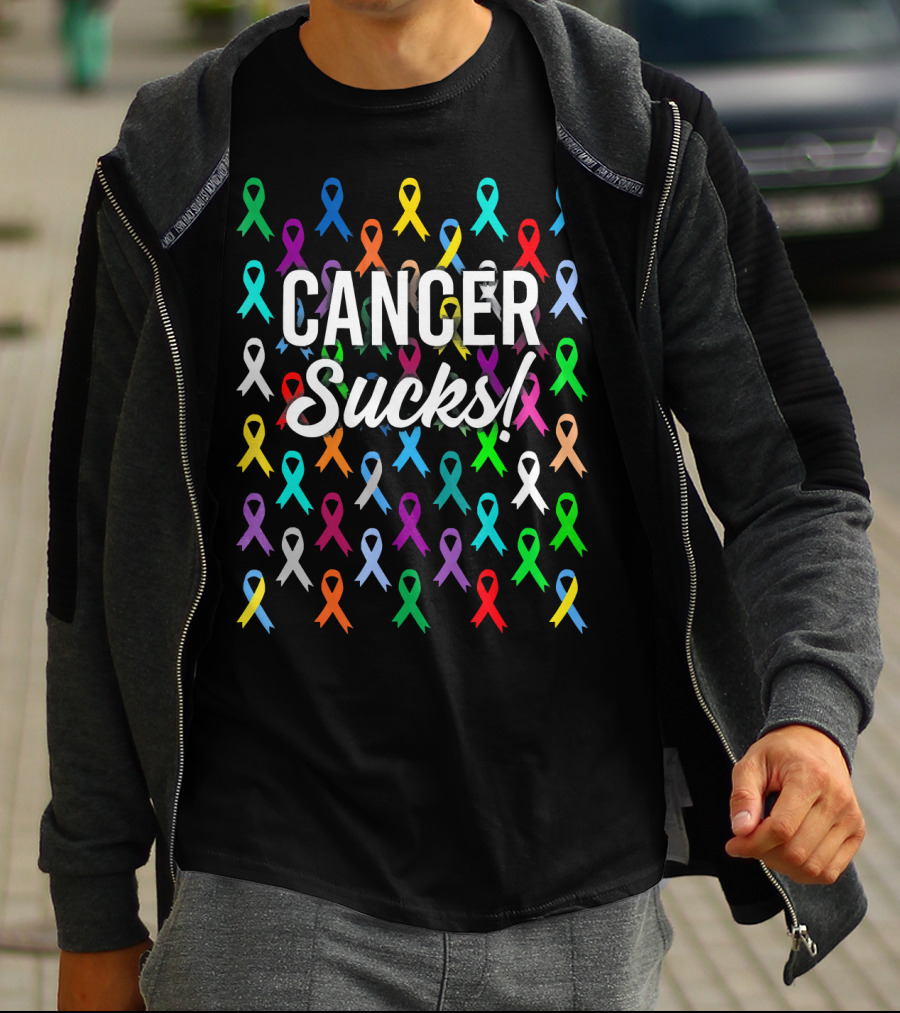Cancer Sucks Survivor Warrior Ribbon Awareness T-Shirt