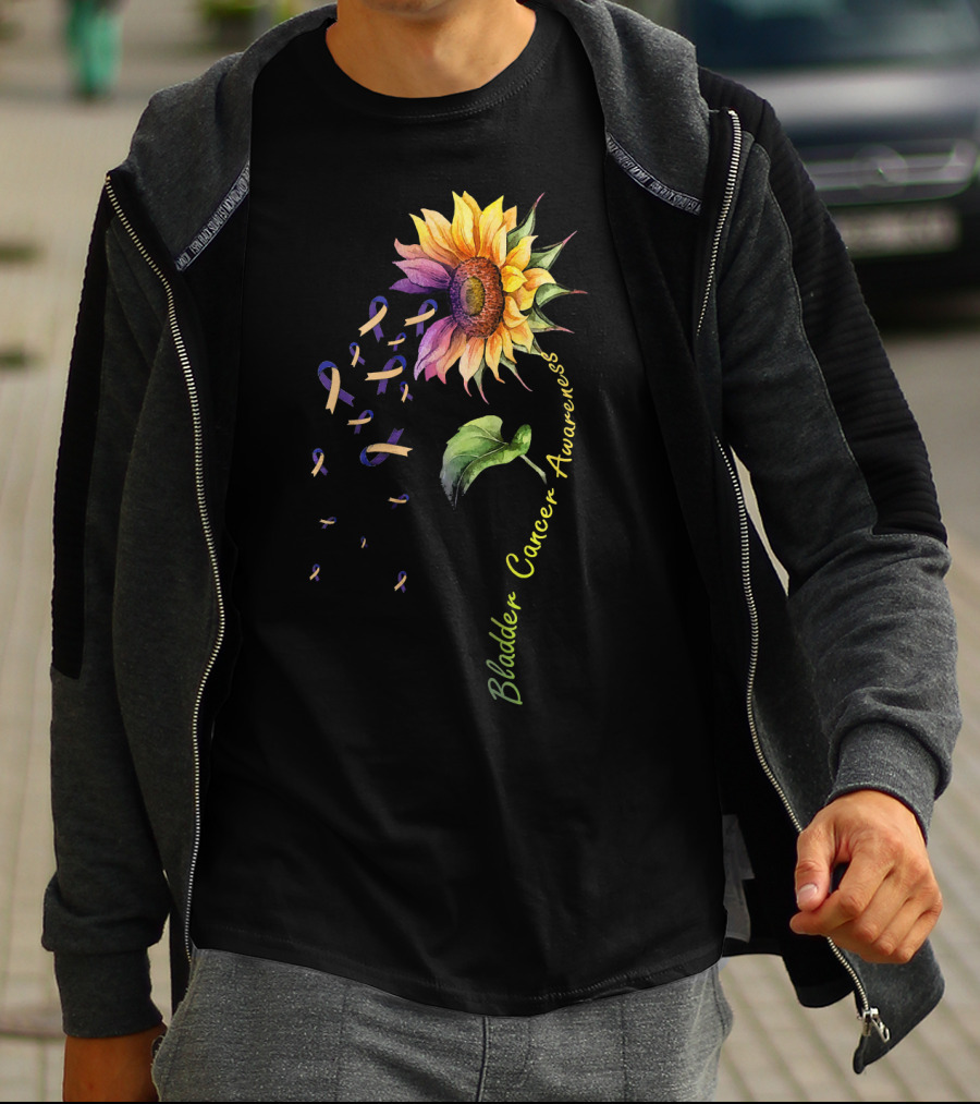Bladder Cancer Awareness Sunflower Ribbon T-Shirt