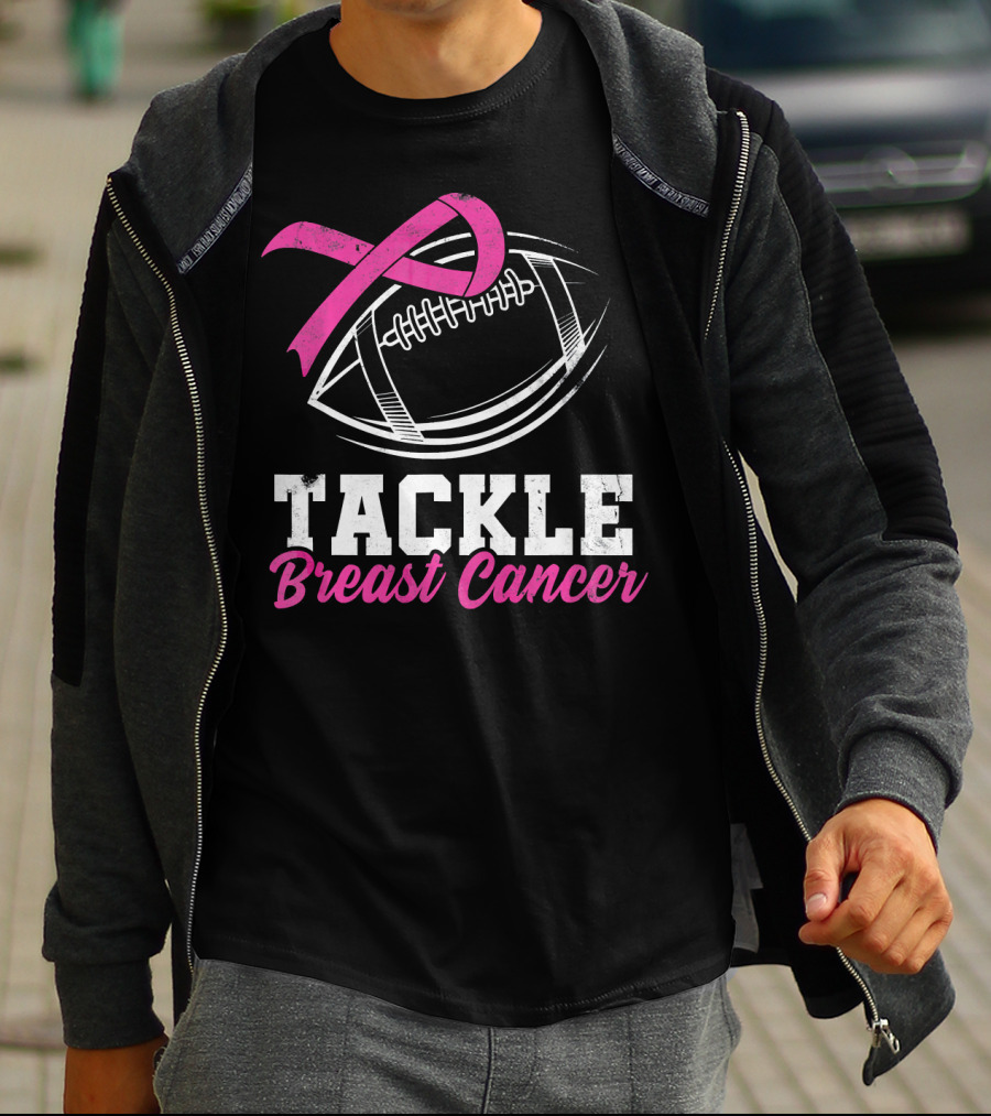 Tackle Breast Cancer Football Awareness Pink T-Shirt