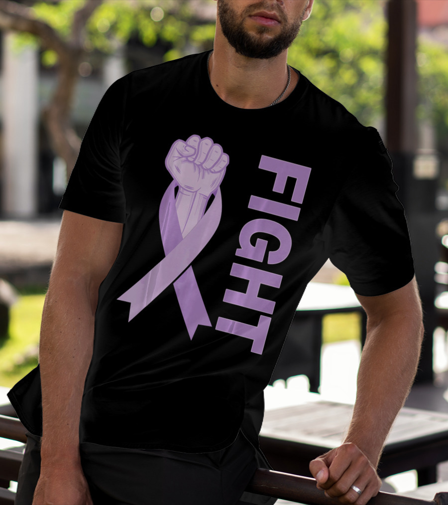Fight Testicular Cancer Purple Ribbon Fist T-Shirt