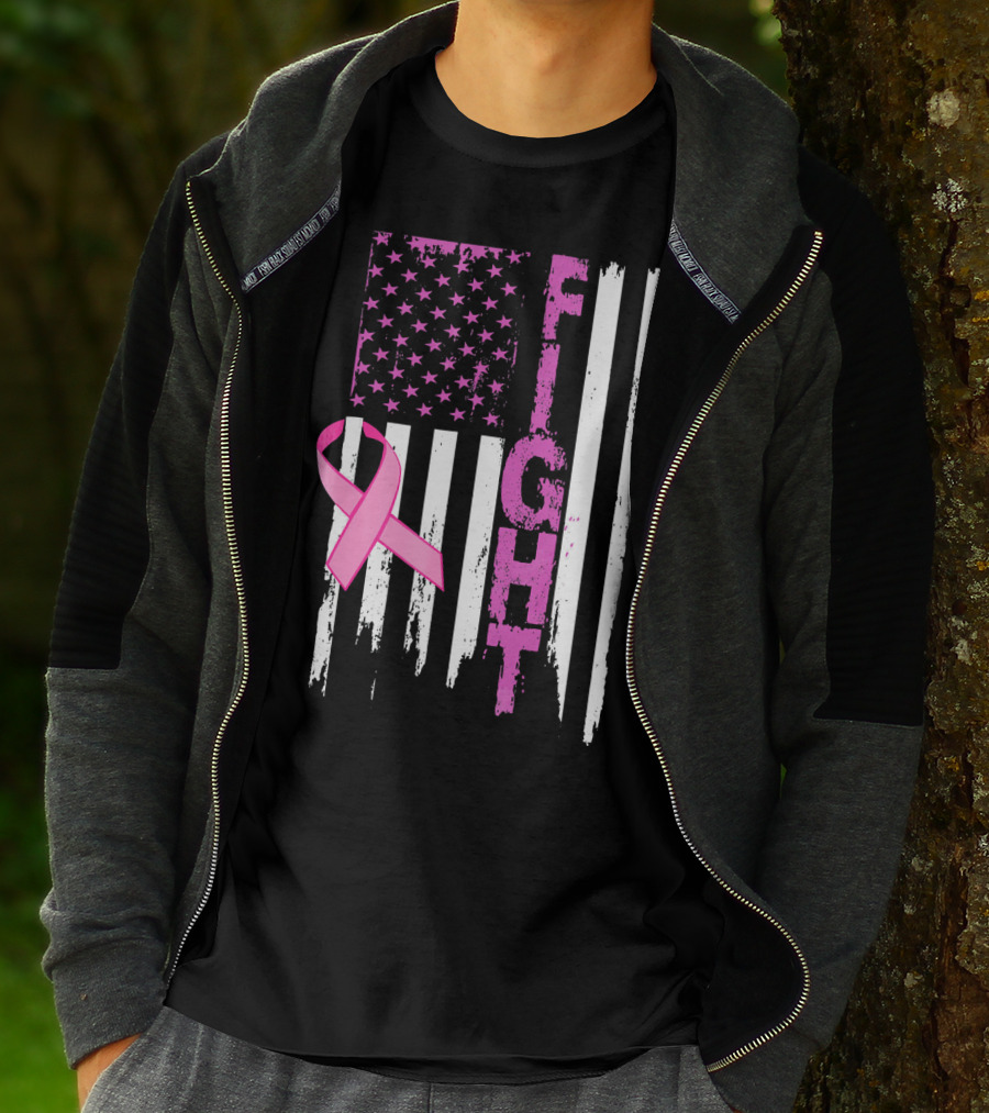 Fight Pink Ribbon Relay For Life Day Flag T-Shirt